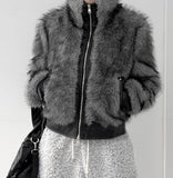 Wolf Two-Tone Leather Fur Jumper