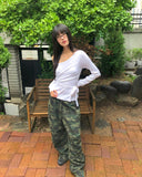 Nuring Camo Snap Button Two-Way Wide Long Pants