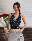 Summer dot volume halter-neck sleeveless