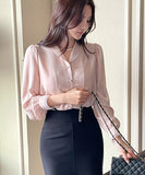 Rund shawl collar puff blouse