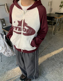 [BAONHAUS] Printed Color Raglan Hood Zip-Up