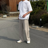 Flat ribbed knit banding pants
