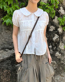 Popori Round Collar Short Sleeve Blouse