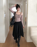 Kyou Unbalance Layered Shirring Skirt