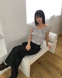 [Two Way] Furen Off-Shoulder Shirring Frill Sleeveless Blouse