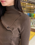 Lapu Unbalanced Wrap Button Polar Knit