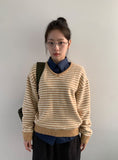 Ttet Stripe Wool V-Neck Knit