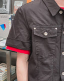 Kelden Cutout Short Sleeve Trucker Shacket