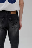 damage boot cut denim pants(black)