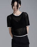 Line Mesh Knit Top