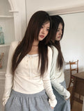 Sojin Lace Shirring Button T-Shirt