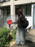 Kafun Vintage Washing Denim Wide Pants