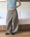 Nodi Back Pocket Wide Cotton Pants