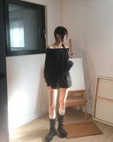 Potic Rivet Pocket Pile Off Shoulder Zip-up