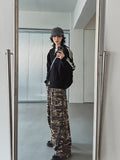 Hui hairy track hood knit zip-up