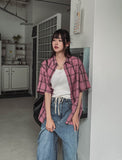 Pig Dying Check Short Sleeve Shirt