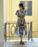 Aichoo Toile Chiffon Pattern String Long One Piece