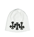Triple cross rivet beanie