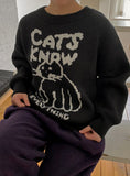 Diganne Cat Printing Over Knit