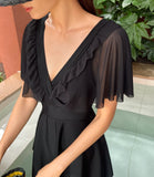 Cloche Ruffle Wrap Monokini Black