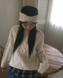 Tonk Cable Angora Loose Fit Long Sleeve Knit