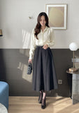 Meshu Suede Flare Long Skirt (Belt Set)