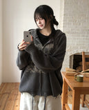 Atonic Lettering Hood Zip-Up Knit