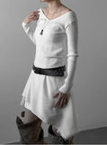 Ribbed Backless V-Neck Knit