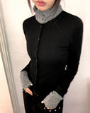 Only Stripe Color Matching High Neck Long Sleeve Cardigan