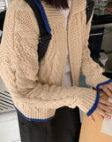 Yugo Color Matching Collar Knit Cardigan