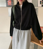 Kenfeed Cropped Knit Zip-Up Cardigan