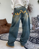 Eddie Flame Curved Denim Pants