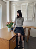 Anns Layered Color matching Round Long Sleeve Warmer T-Shirt