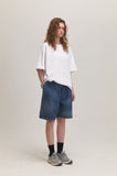 Tie Dye Bermuda Two-Tuck Shorts Denim