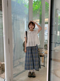 Chucho Vintage Check Banding Long Skirt