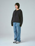 OF_SYMBOL Embroidered Knit Stripe Hood Zip-Up