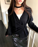 [Strap + Knit SET] Noda Side Button V-Neck Knit Button Cardigan