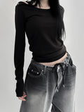 Long Shoulder Button T-shirt