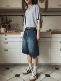Tailor washed Bermuda denim pants