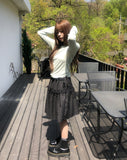 Pereu Dot Frill Midi Skirt