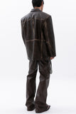 washing leather 4 buttons blazer
