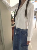 Throat Western Double Strap Long Sleeve Blouse