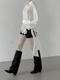 Sie Knot See-through Wrap Shirt Blouse
