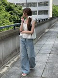[Scrunchie set] Forming Button Flare Sleeveless Blouse