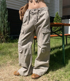 Deep multi 4 pocket wide cargo pants