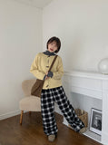 Roncoy Banding Brushed Check Wide Pants