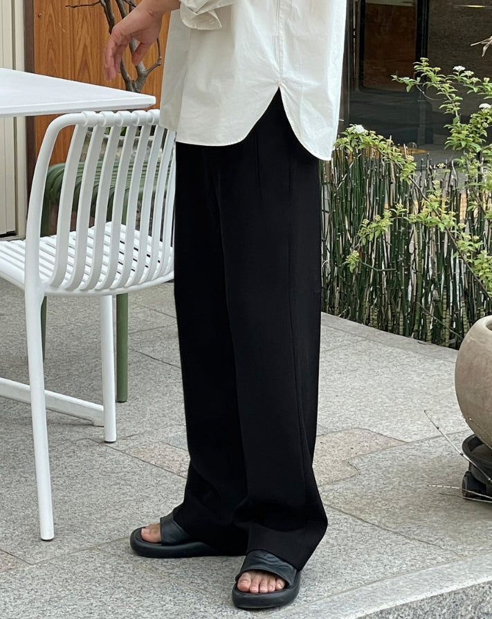 【MODERNIF】Cool Span Two-Tuck Wide Slacks modernif (モダンイフ) - クールスパンツータックワイド