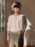 Loose fit ribbed U-neck knit