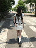 Shaon Punching Frill Lace Off Shoulder Blouse
