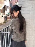 [MADE] Foundy Wool Ribbon Strap Collar Ribbed Long Sleeve Knit